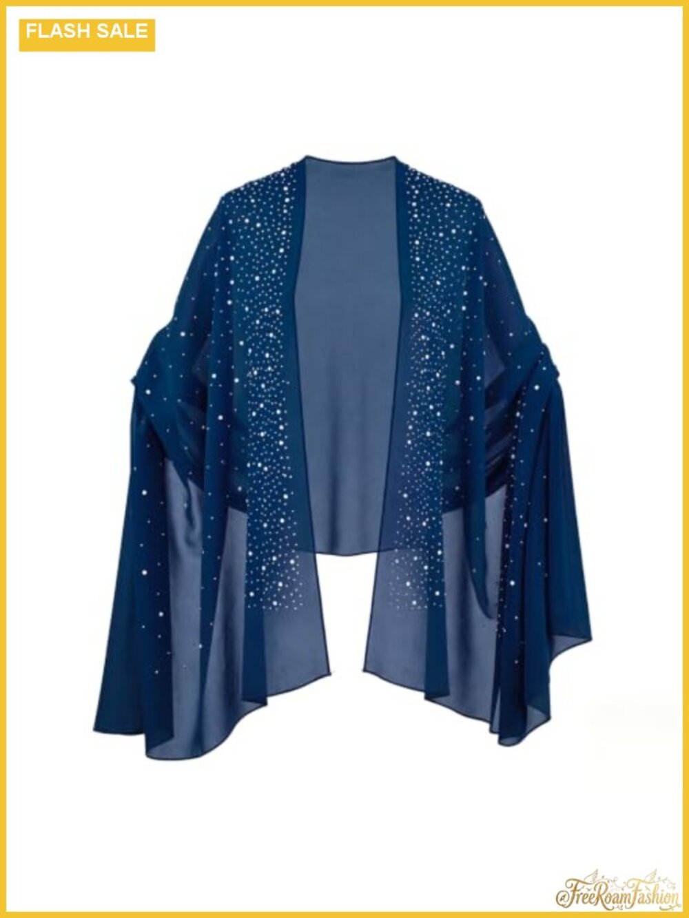 Rhinestone Chiffon Shawl Wrap Lightweight Sparkly Evening Cover Up